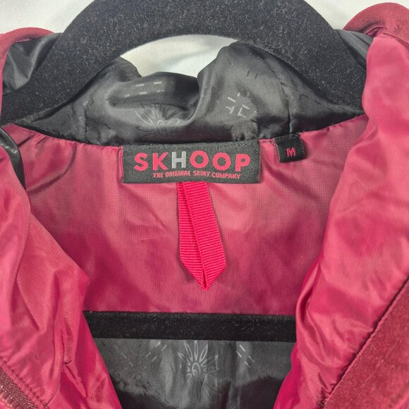 Skhoop Vest Womens M Red Long Puffer Double Full Zip Hooded Outdoor Debbie - Picture 8 of 10